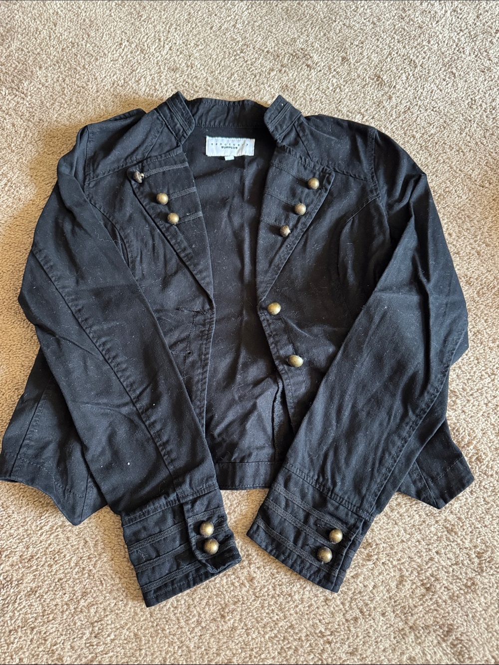 Sanctuary Black Military-Style Blazer with Brass Buttons GREAT CONDITION